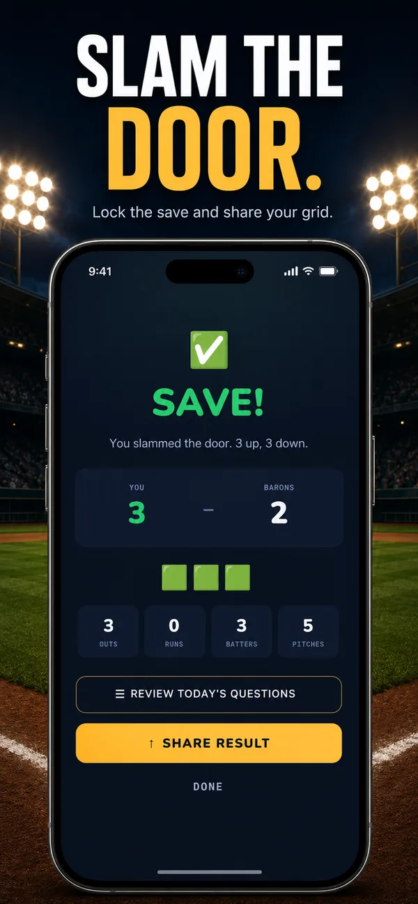 Slam the door — lock the save and share your result grid