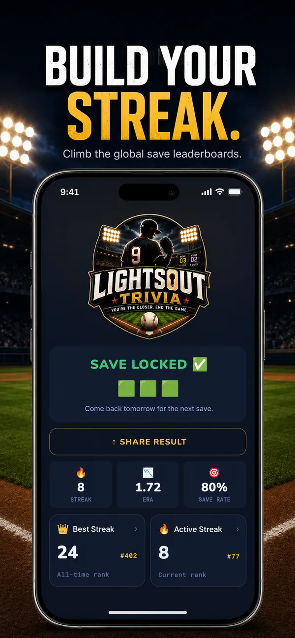 Build your streak and climb the global save leaderboards in Lights Out Trivia